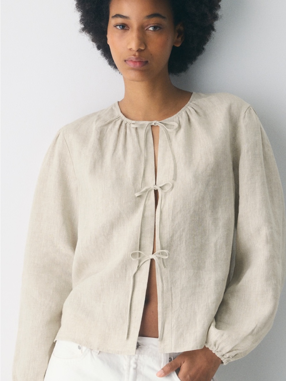 Aritzia Tie-Front Linen top